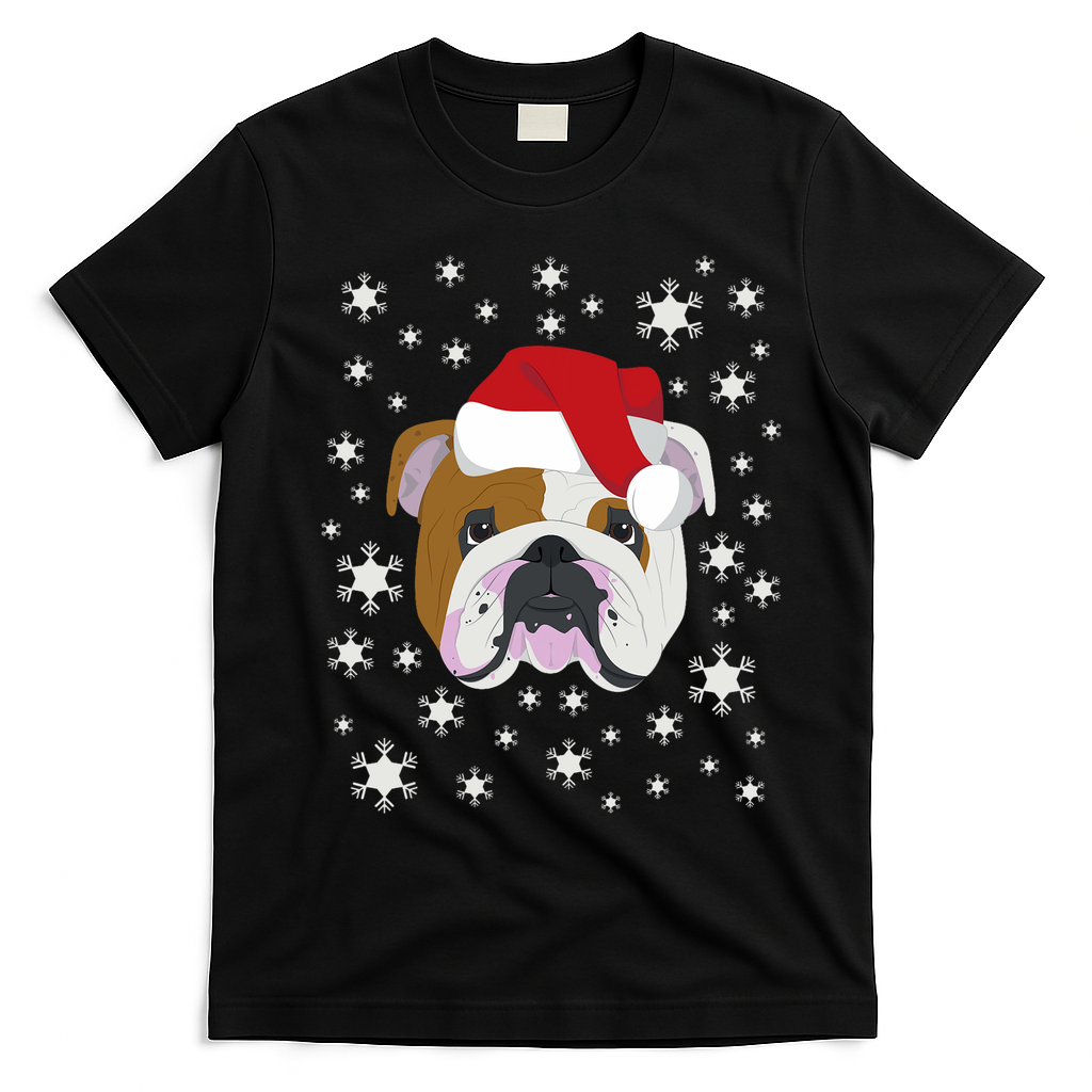 Merry Christmas English Bulldog Ugly Sweater T-Shirt - Black