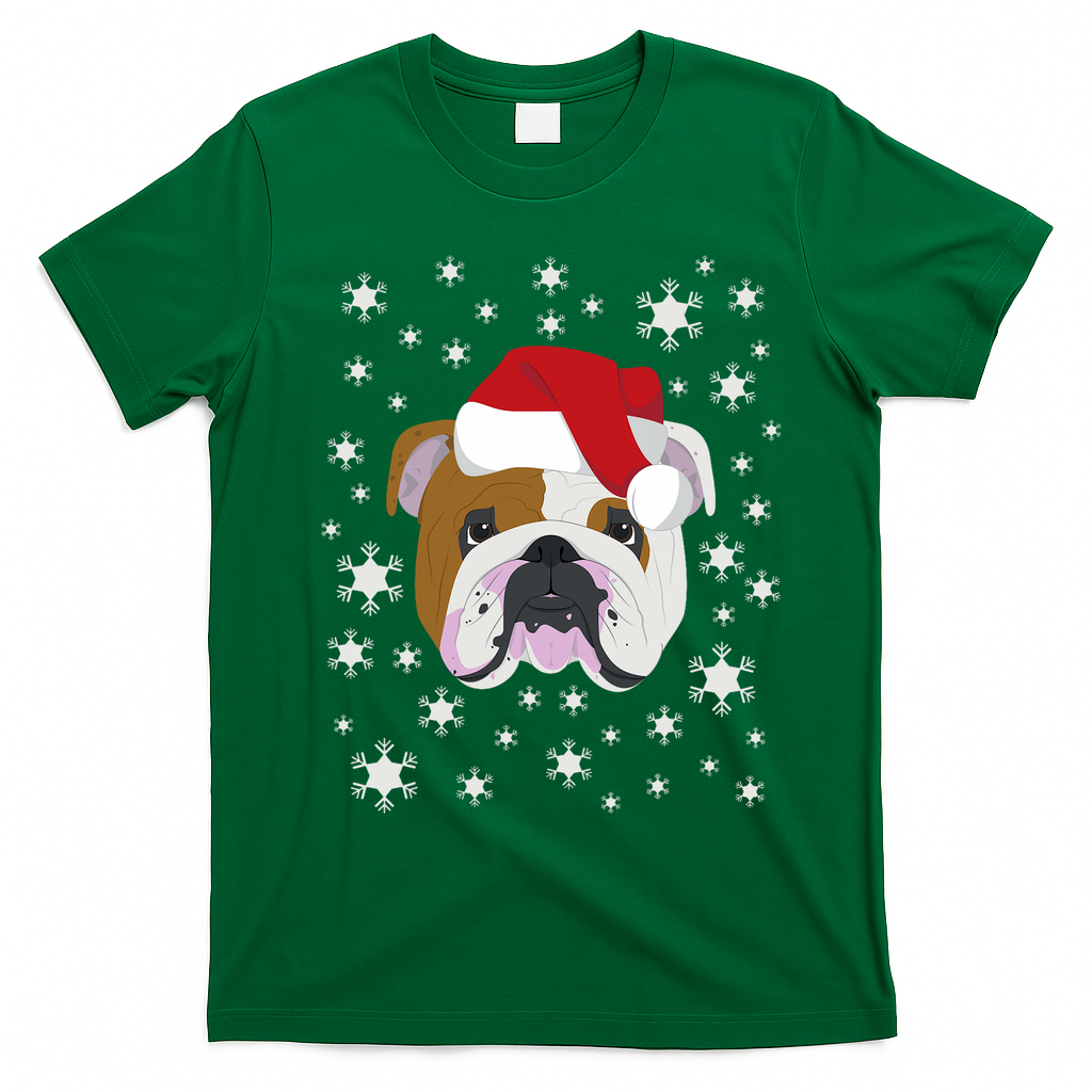 Merry Christmas English Bulldog Ugly Sweater T-Shirt - Irish Green