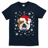Merry Christmas English Bulldog Ugly Sweater T-Shirt - Navy Blue