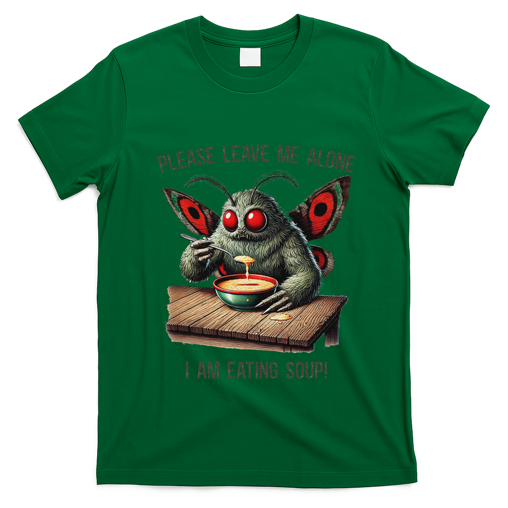 Mothman Cryptozoology Funny Cryptid Mothman Eating Soup T-Shirt - Irish Green