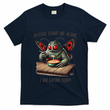Mothman Cryptozoology Funny Cryptid Mothman Eating Soup T-Shirt - Navy Blue