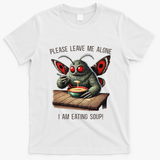 Mothman Cryptozoology Funny Cryptid Mothman Eating Soup T-Shirt - White