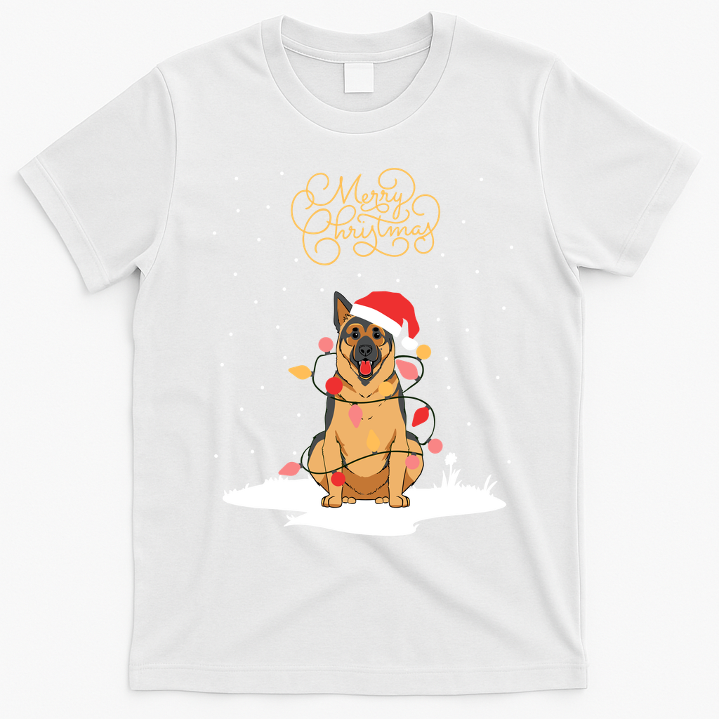 Merry Christmas Funny Xmas Christmas German Shepherd T-Shirt - White