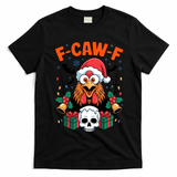 Merry Christmas F-Caw-F Chicken Spooky Skull T-Shirt - Black