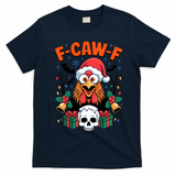 Merry Christmas F-Caw-F Chicken Spooky Skull T-Shirt - Navy Blue