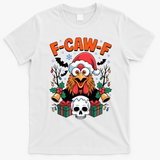 Merry Christmas F-Caw-F Chicken Spooky Skull T-Shirt - White