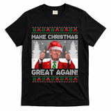 Make Christmas Great Again Funny Trump Pajamas Ugly Sweater T-Shirt - Black