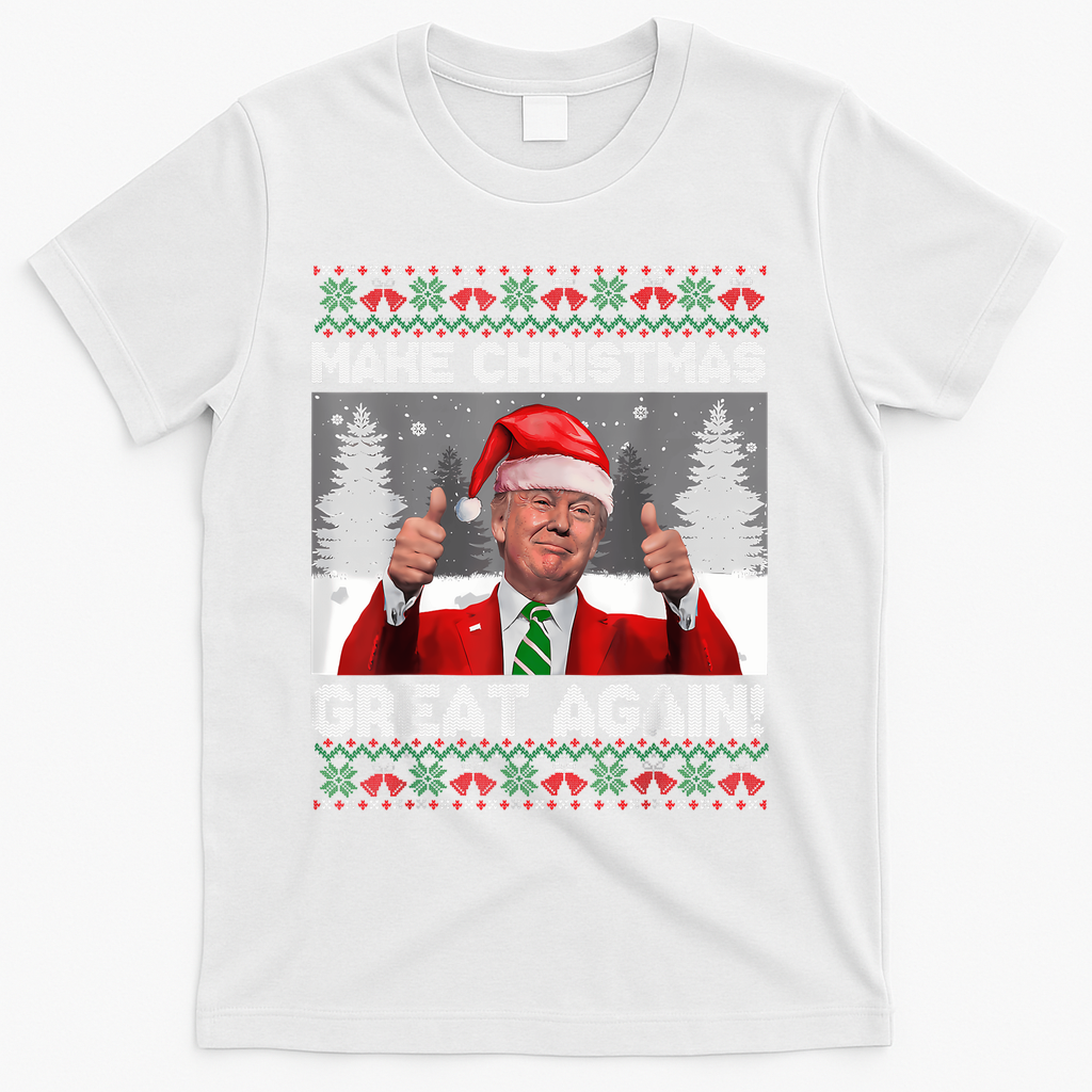 Make Christmas Great Again Funny Trump Pajamas Ugly Sweater T-Shirt - White