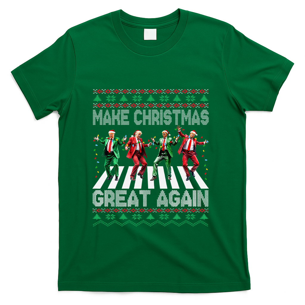 Make Christmas Great Again Ugly Sweaters Trump Dance Santa T-Shirt - Green