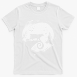 Manx Cat Halloween Costume Moon Silhouette Creepy Horror T-Shirt - White