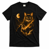 Majestic Cat In Cosmic Night Sky T-Shirt - Black