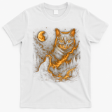 Majestic Cat In Cosmic Night Sky T-Shirt - White