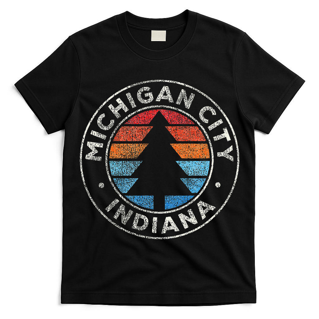 Michigan City Indiana In Vintage Graphic Retro 70s T-Shirt