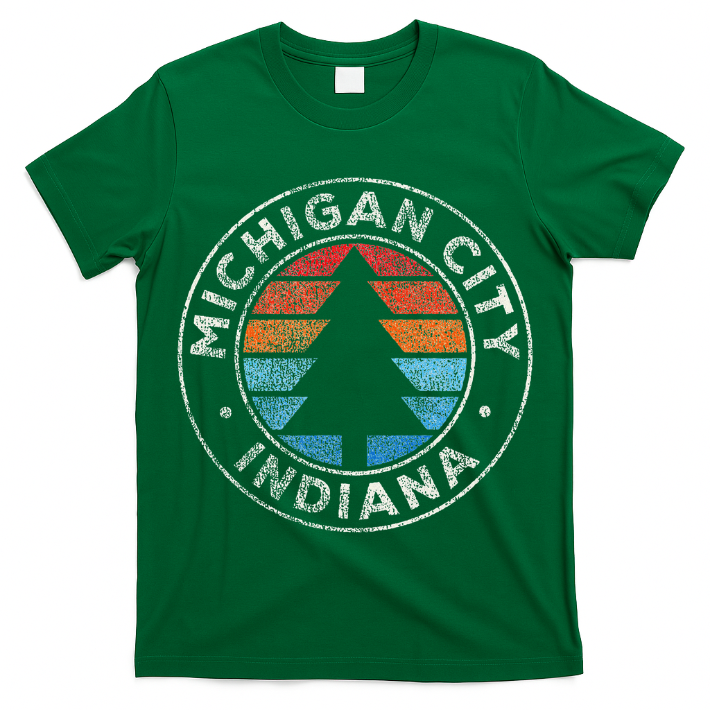 Michigan City Indiana In Vintage Graphic Retro 70s T-Shirt