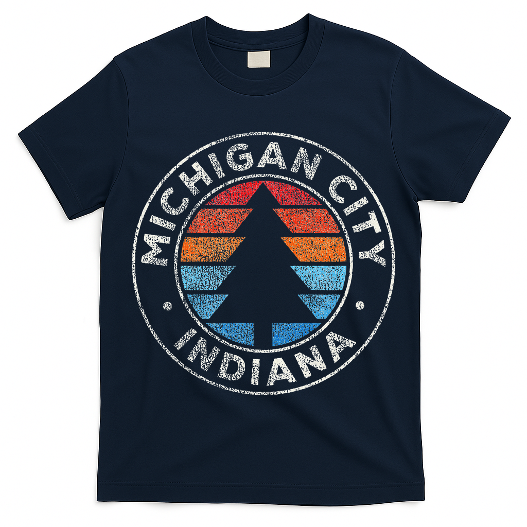 Michigan City Indiana In Vintage Graphic Retro 70s T-Shirt