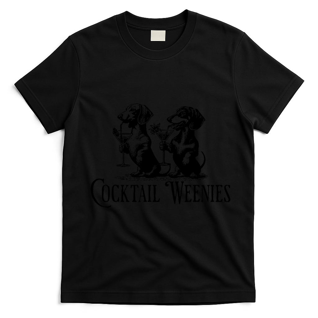 Martini Cocktail Lover Dachshund Cocktail Weenies Dachshund T-Shirt - Black