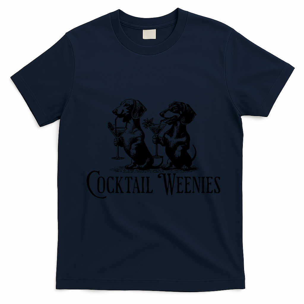 Martini Cocktail Lover Dachshund Cocktail Weenies Dachshund T-Shirt - Navy Blue