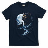 Mythical Cat Moonlight Adventure Night Sky T-Shirt - Navy Blue