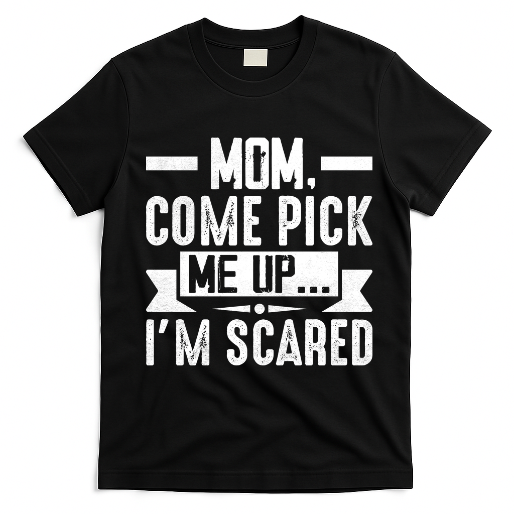 Mom Come Pick Me Up I'm Scared Funny T-Shirt - Black