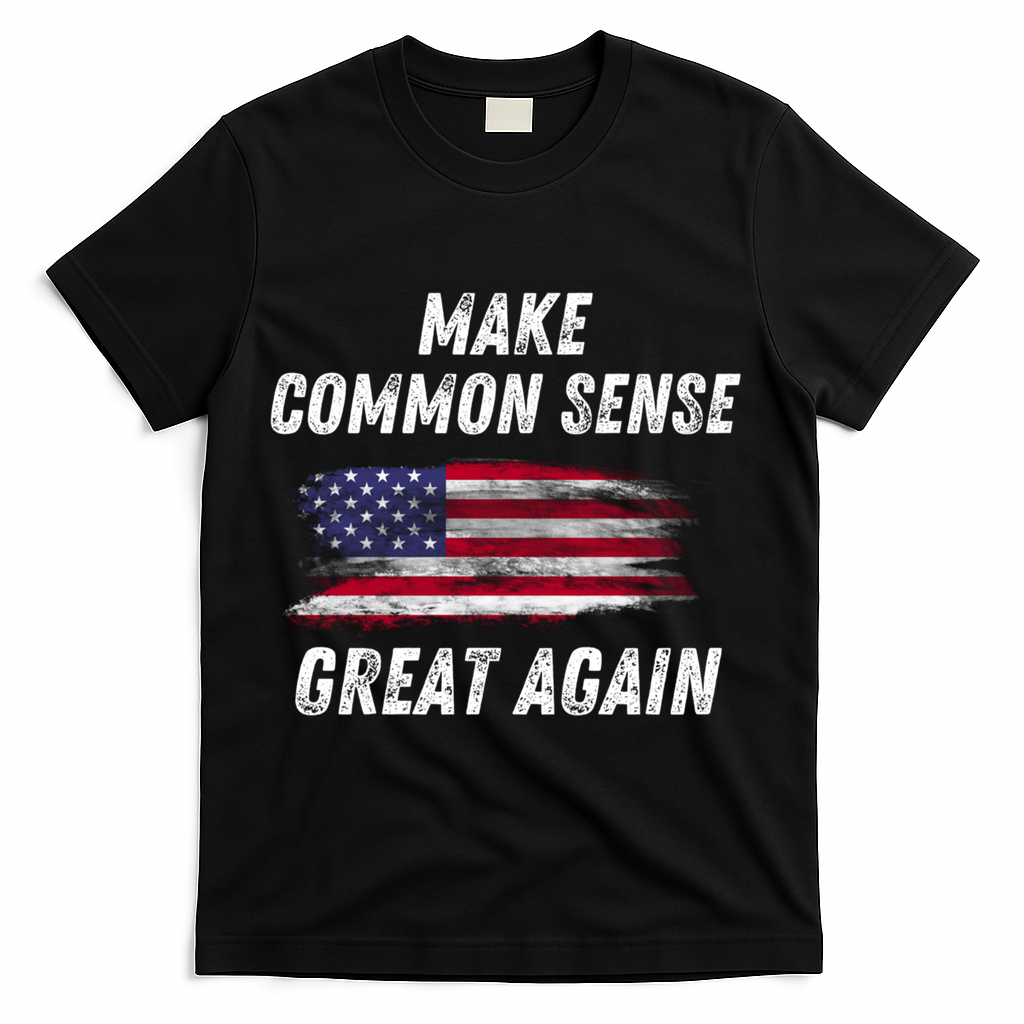Make Common Sense Great Again Funny Saying Trending Gift T-Shirt - Black