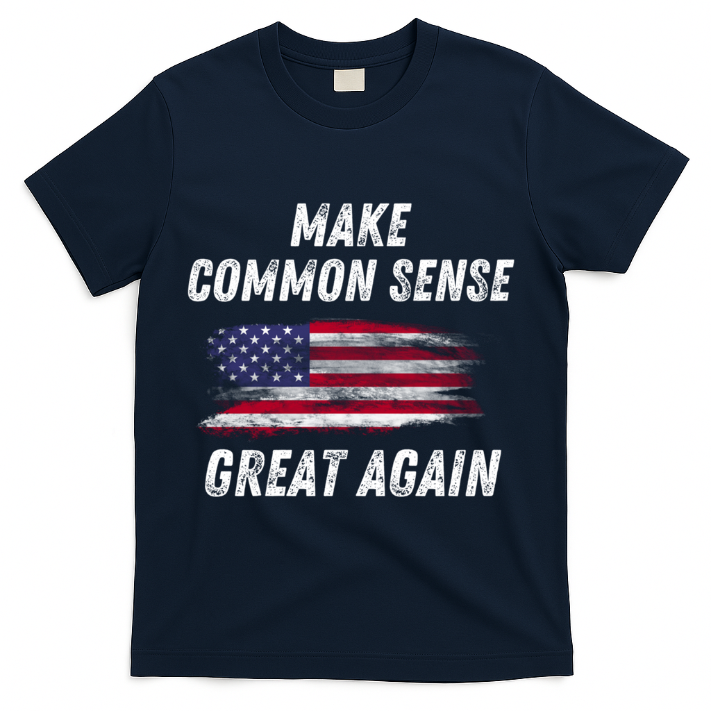 Make Common Sense Great Again Funny Saying Trending Gift T-Shirt - Navy
