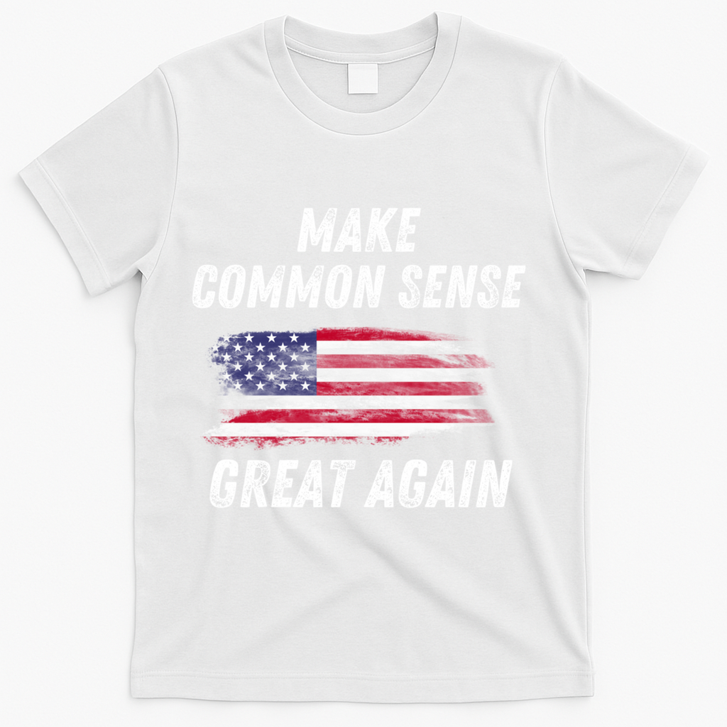 Make Common Sense Great Again Funny Saying Trending Gift T-Shirt - White