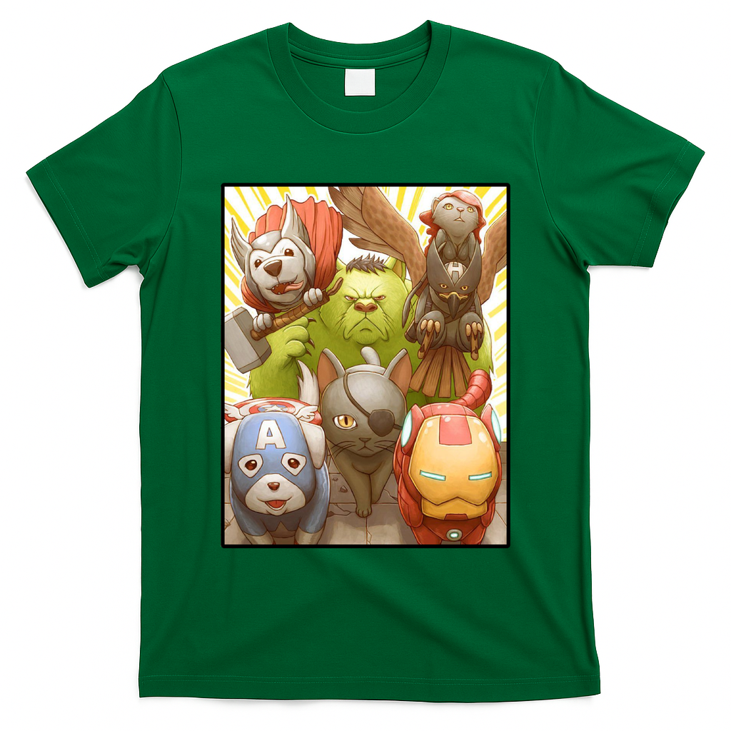 Meow Superhero Cats Comic Movie Spoof T-Shirt