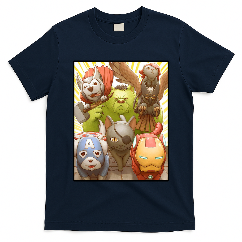 Meow Superhero Cats Comic Movie Spoof T-Shirt