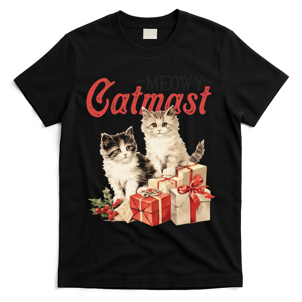 Meowy Catmas Vintage Christmas Cats T-Shirt