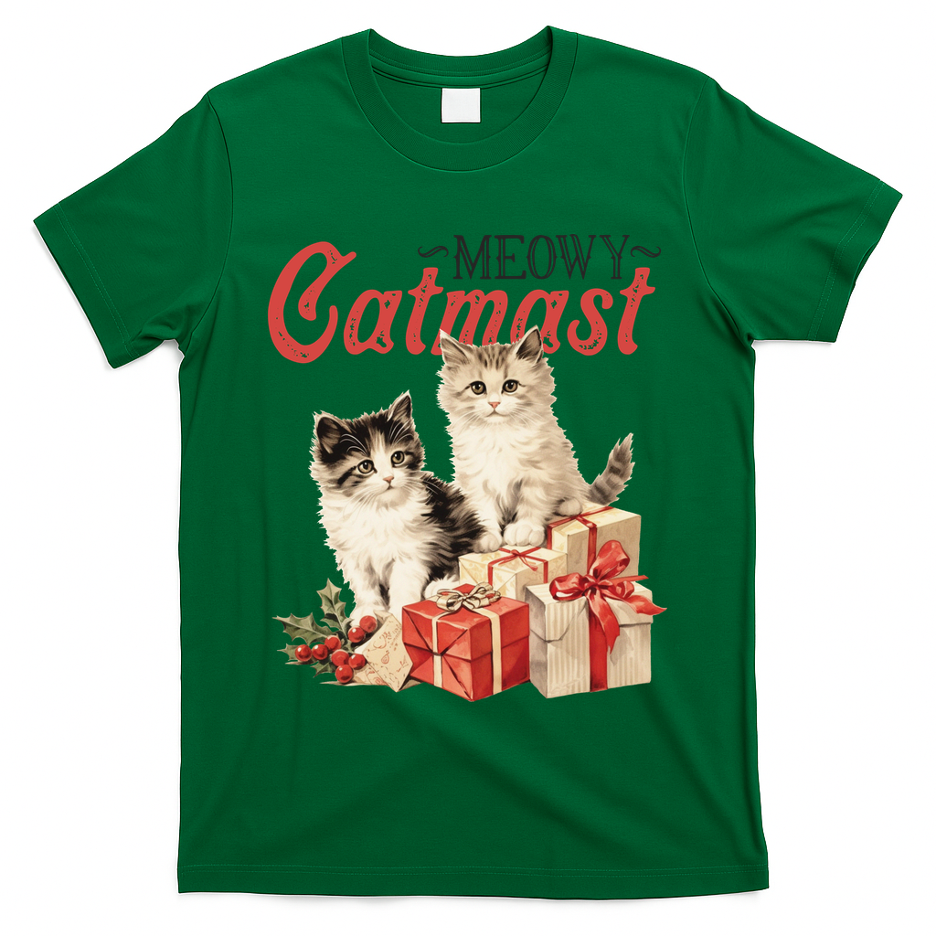 Meowy Catmas Vintage Christmas Cats T-Shirt