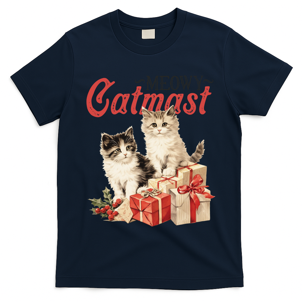 Meowy Catmas Vintage Christmas Cats T-Shirt