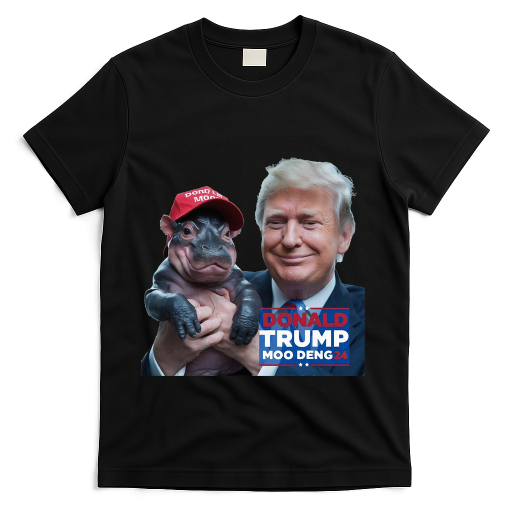 Moo Deng Trump And The HippoS Campaign Journey T-Shirt - Black