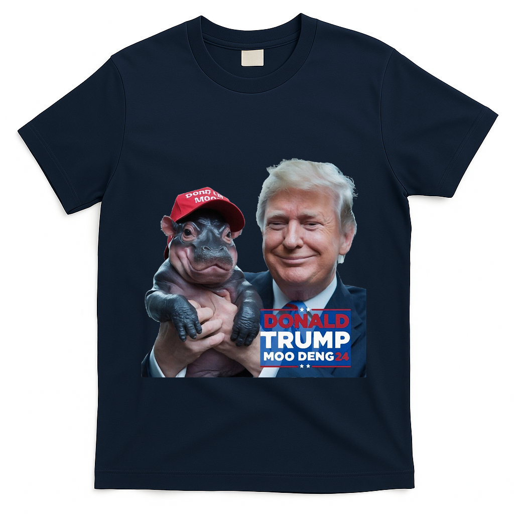 Moo Deng Trump And The HippoS Campaign Journey T-Shirt - Navy