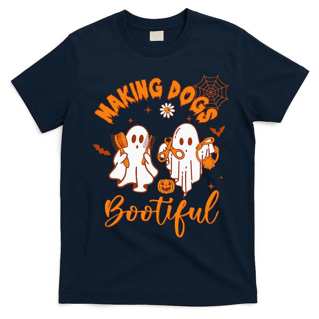 Making Dogs Bootiful Funny Halloween Dog Grooming Groomer T-Shirt - Navy Blue