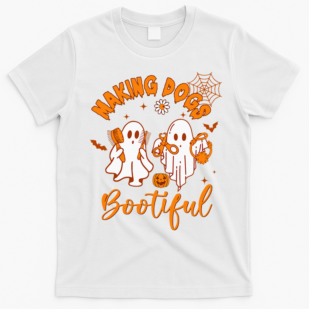 Making Dogs Bootiful Funny Halloween Dog Grooming Groomer T-Shirt - White