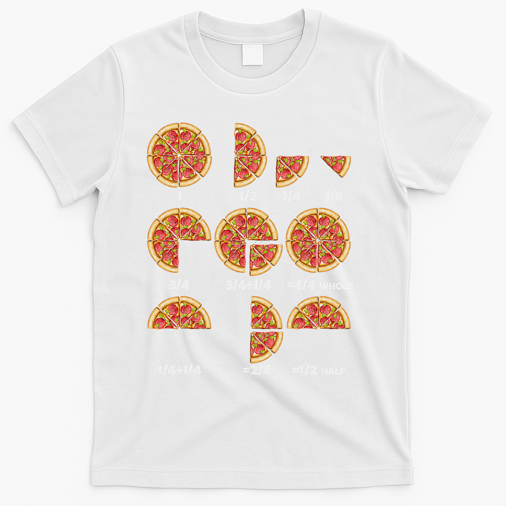Maths Day Costume Idea Teachers Pizza Slice Fraction T-Shirt - White