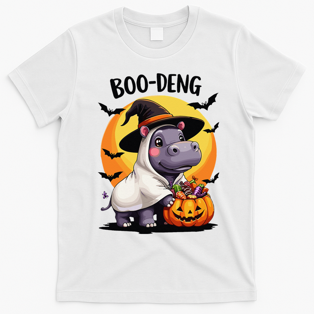 Moo Deng Halloween Boo Deng Costume Moodeng Hippo T-Shirt - White