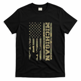 Michigan Deer Hunter Vintage Deer Hunting Camo Usa Flag T-Shirt