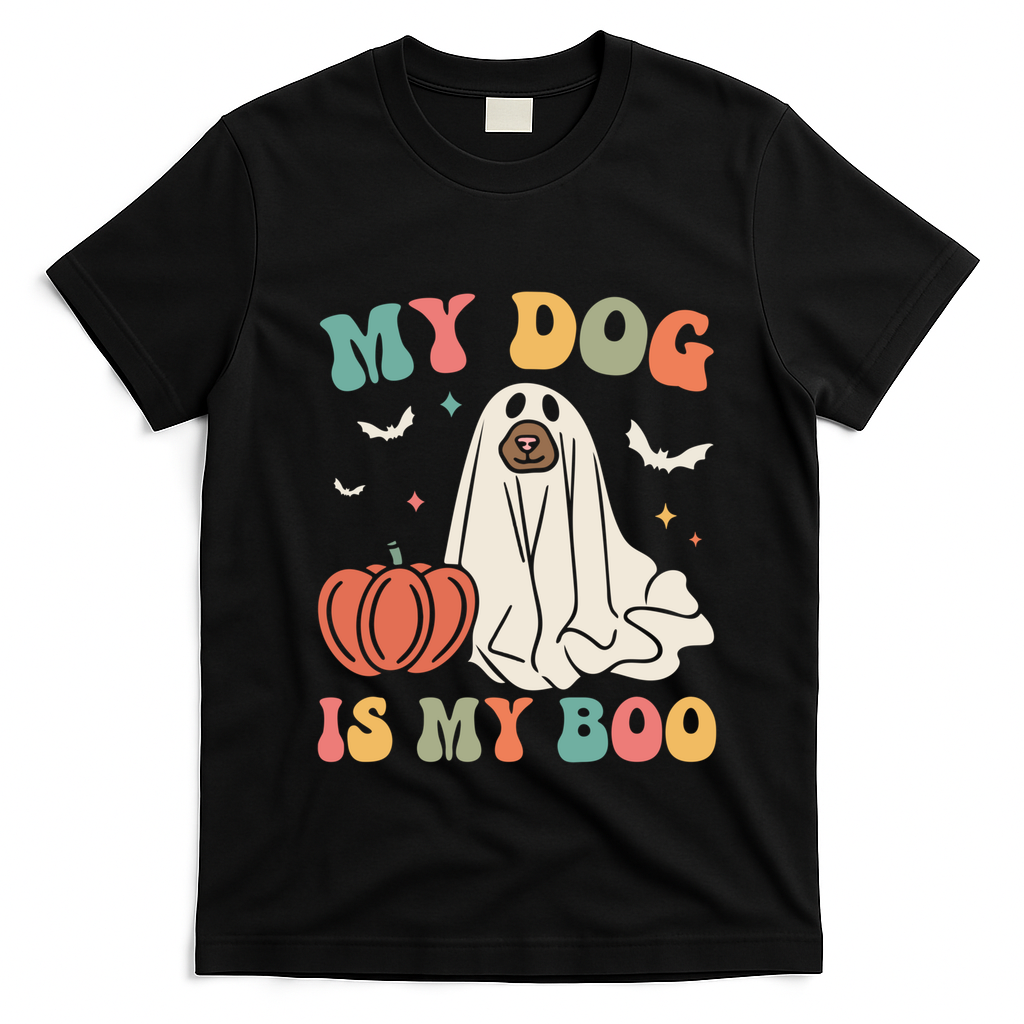 My Dog Is My Boo Funny Halloween Dog Lover Spooky Dog Mom Gift T-Shirt - Black