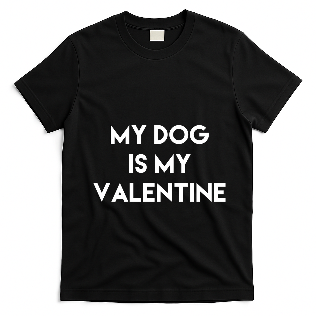 My Dog Is My Valentine Funny Cute T-Shirt - Black
