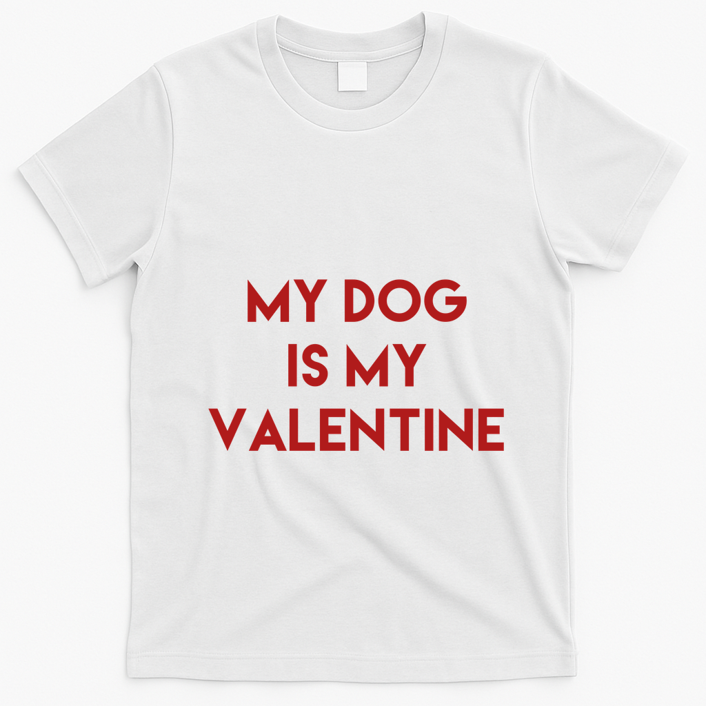 My Dog Is My Valentine Funny Cute T-Shirt - White