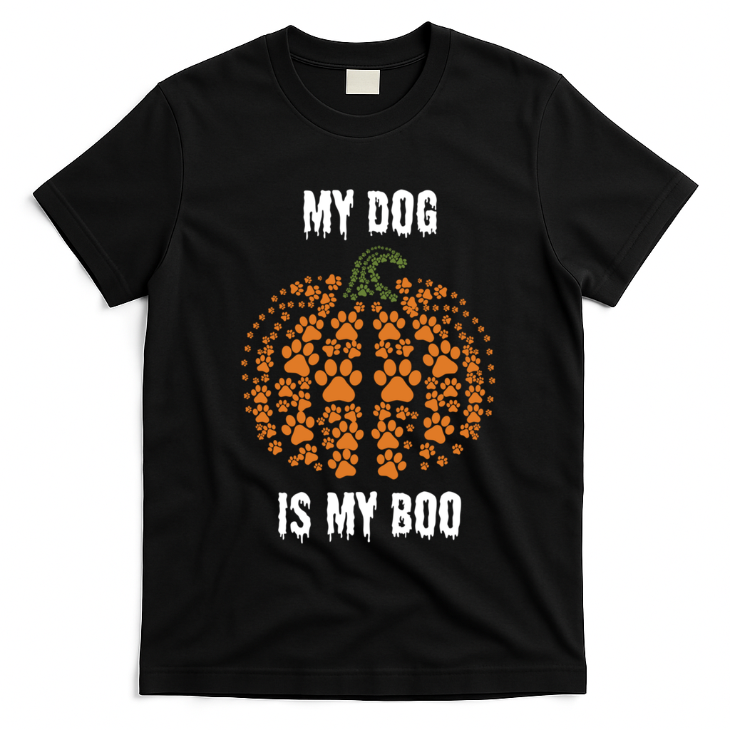 My Dog Is My Boo Funny Spooky Dog Mom Dad Halloween Great Gift T-Shirt - Black