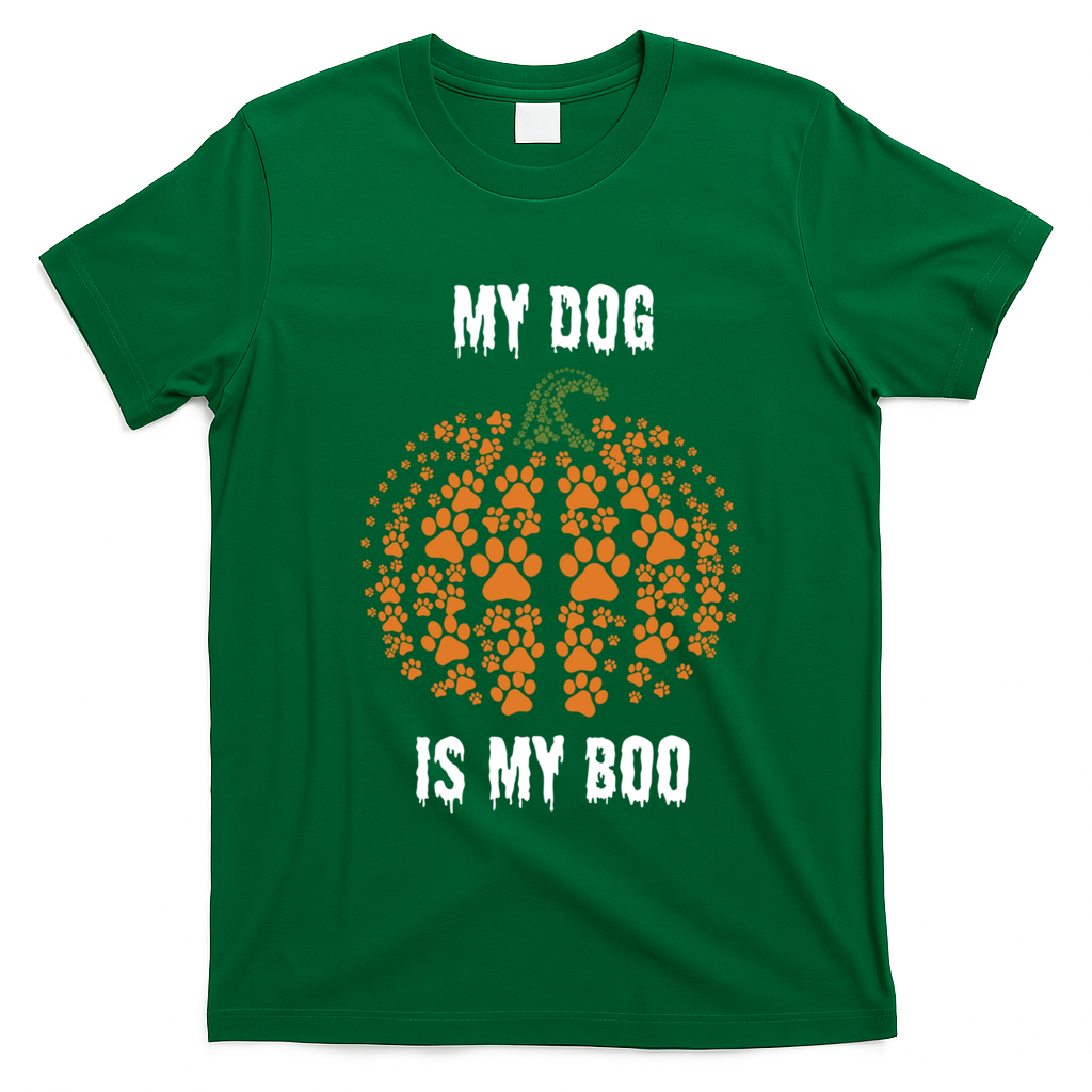 My Dog Is My Boo Funny Spooky Dog Mom Dad Halloween Great Gift T-Shirt - Irish Green
