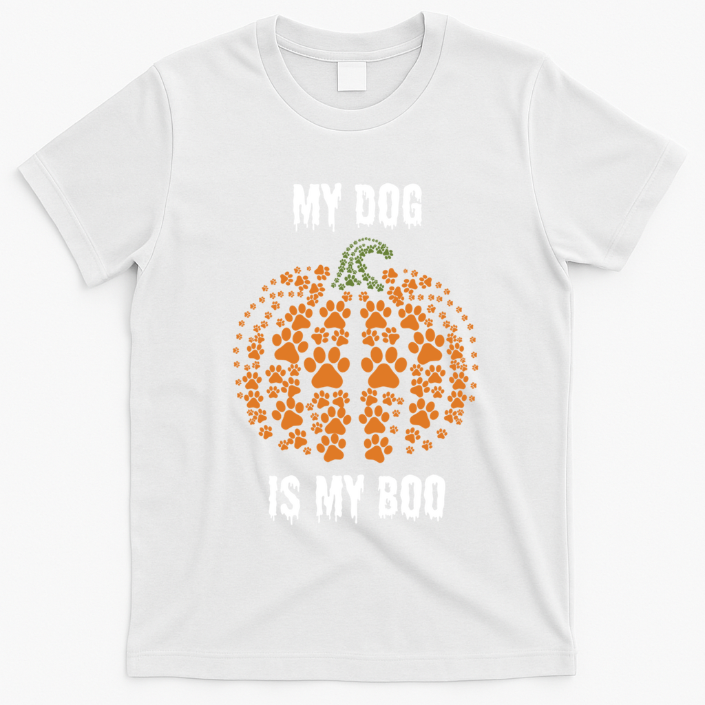 My Dog Is My Boo Funny Spooky Dog Mom Dad Halloween Great Gift T-Shirt - White