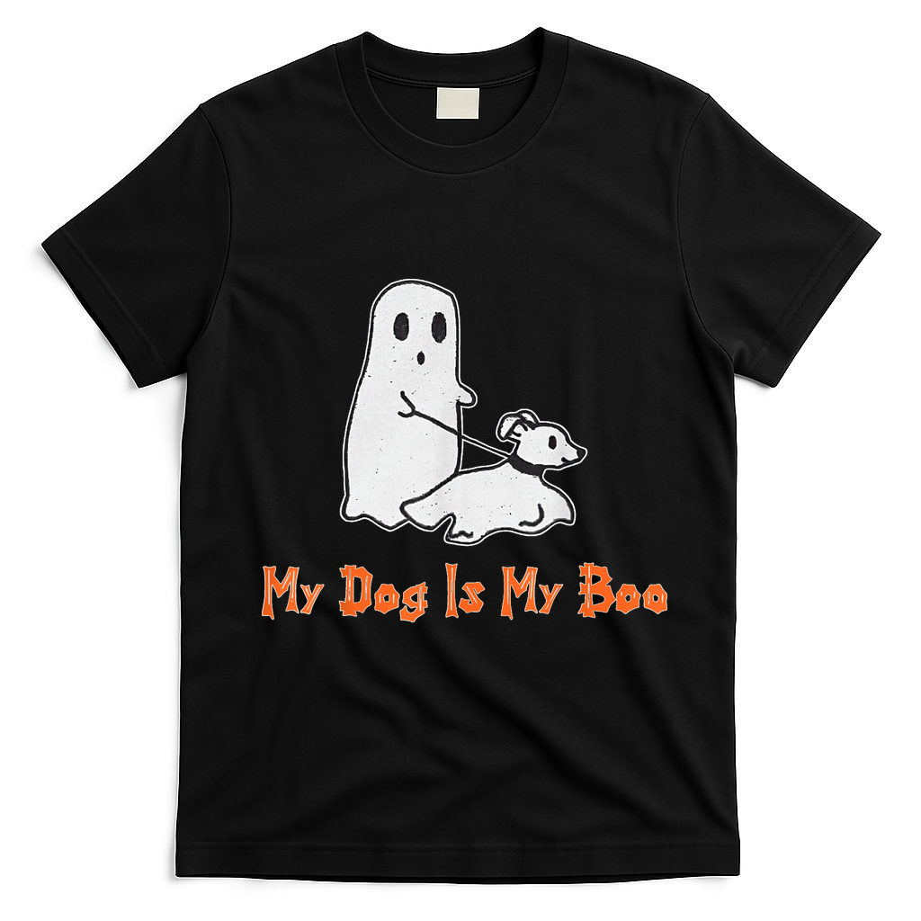 My Dog Is My Boo Ghost Halloween Dog Lover T-Shirt - Black