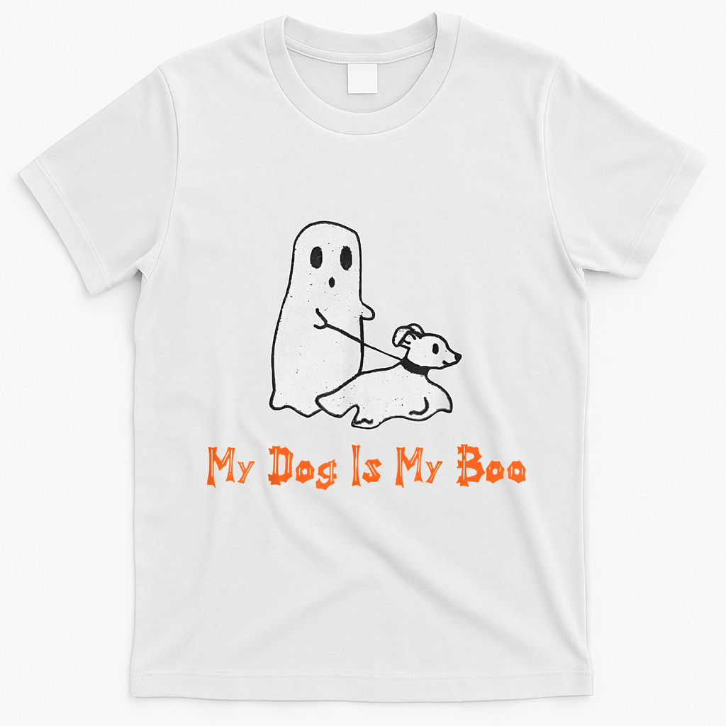 My Dog Is My Boo Ghost Halloween Dog Lover T-Shirt - White