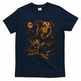 Majestic Dog In Moonlit Mountain Landscape T-Shirt - Navy Blue