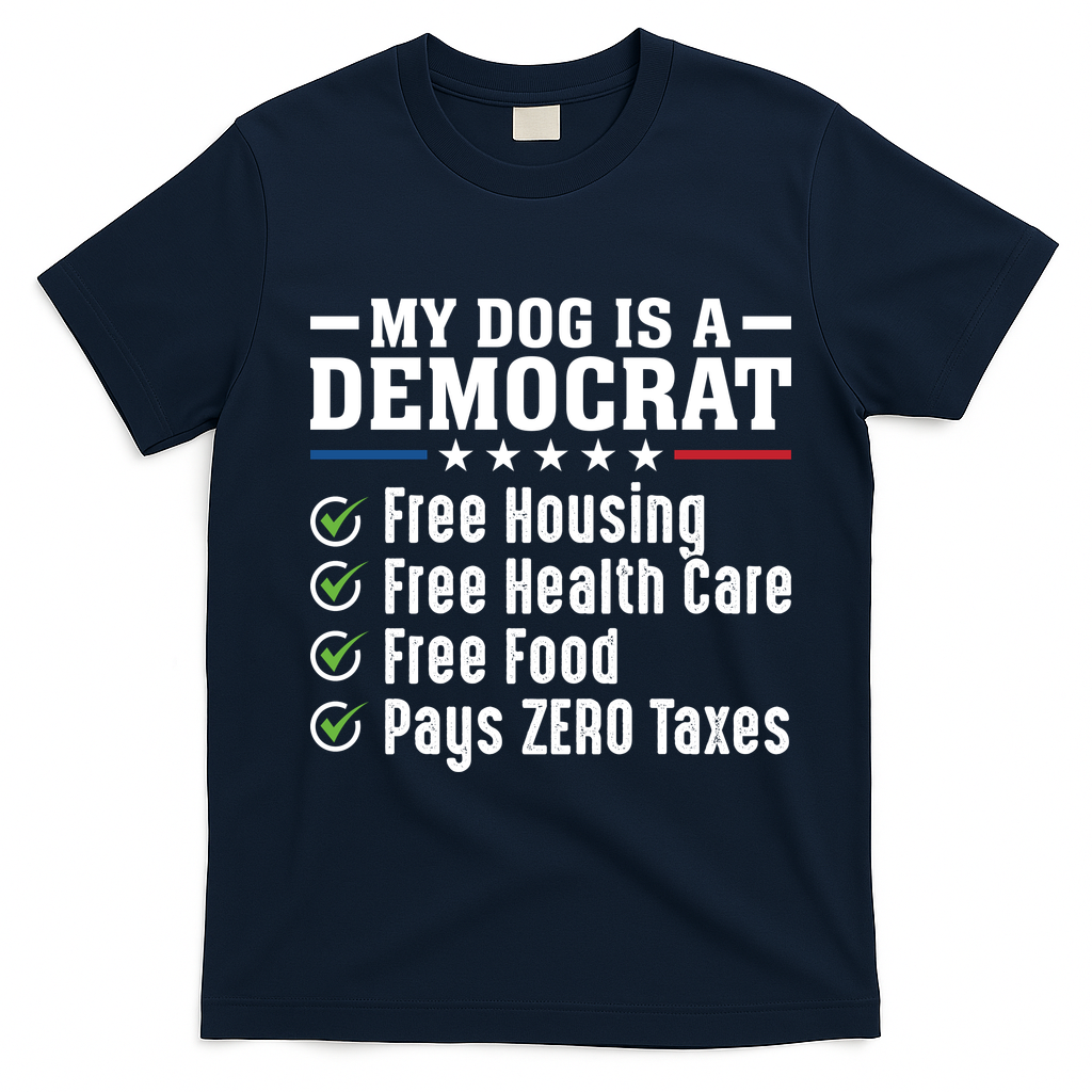 My Dog Is A Democrat Free Housing T-Shirt - Navy Blue