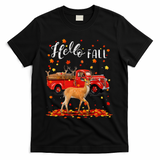 Maple Deer Leaf Fall Autumn Red Truck Gift T-Shirt - Black