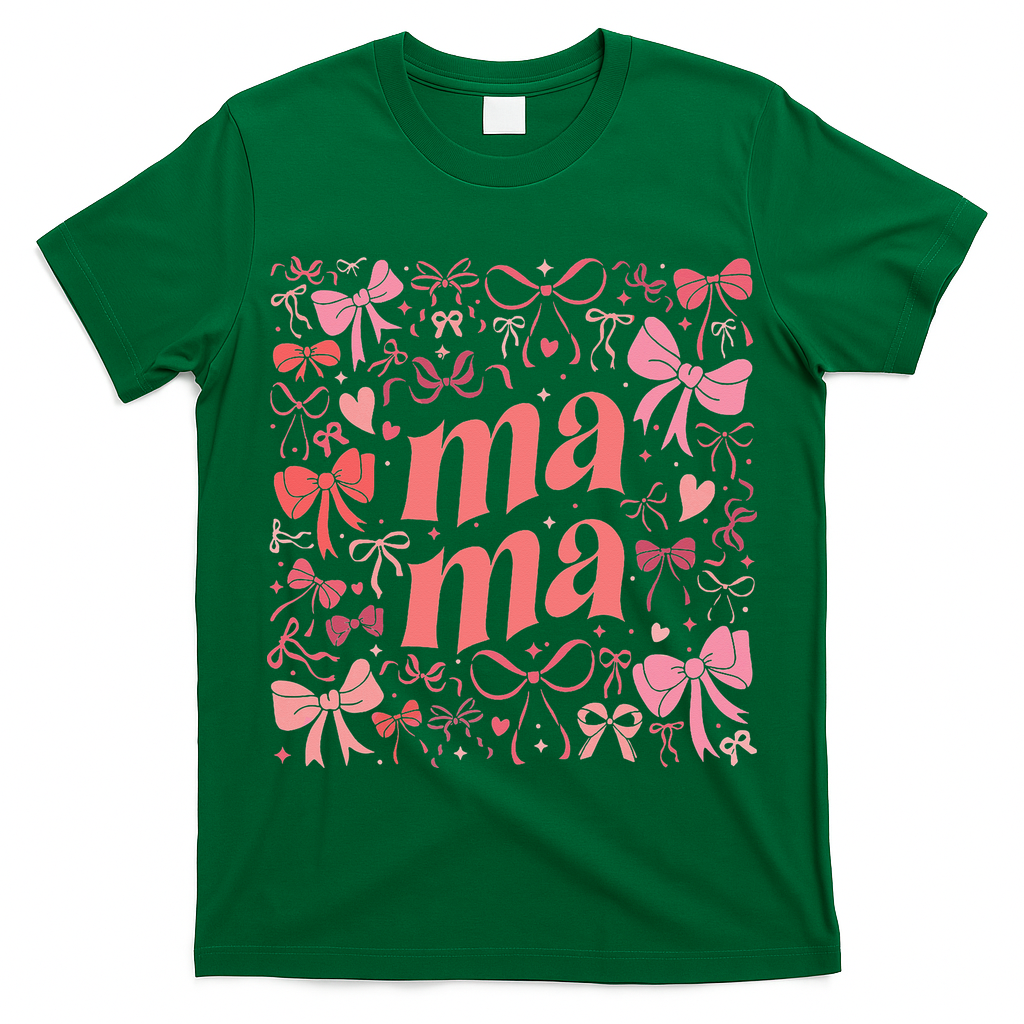 Mothers Day Preppy Mama Blue Coquette Bow T-Shirt